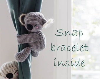 Clingy Koala Snap Bracelet Amigurumi Pattern, crochet toy, birthday present, baby shower, wedding, valentine's day, nursery decor, slap band