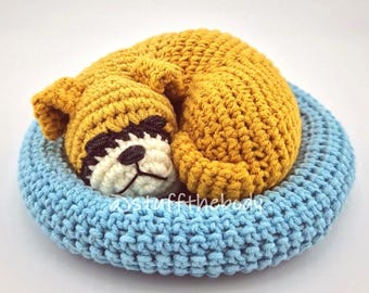 Boxer Puppy Sleeping In A Bed Crochet Pattern: Realistic Low-sew Amigurumi Dog (PDF Download)