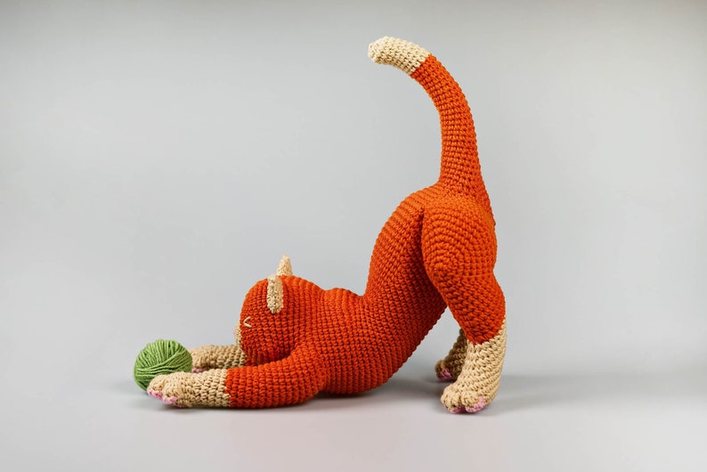 Stretching Cat Amigurumi Pattern, great idea for a crochet christmas gift, baby shower, birthday, valentines day, nursery or playroom image 1