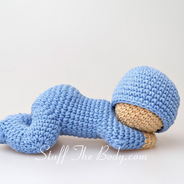 Modèle Amigurumi bébé endormi, modèle au crochet pour poupée endormie, baby shower, décoration de chambre d'enfant, poupée nouveau-né, cadeau d'anniversaire, cadeaux pour enfants