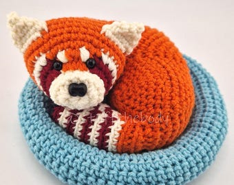 Curled Up Red Panda No-Sew Crochet Pattern: Amigurumi Wildlife Toy or Decoration Tutorial (PDF Download)