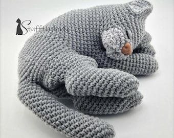 Ash The Sleeping Cat Crochet Pattern: Realistic No-sew Amigurumi Pet Memorial (PDF Download)