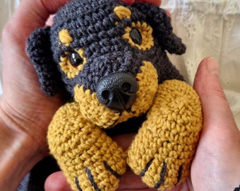 Scratch-My-Belly Rottweiler Puppy Crochet Pattern: Realistic no-sew amigurumi dog (PDF Download)