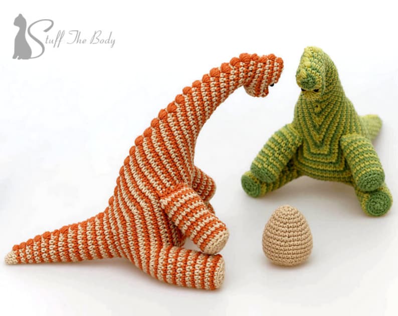 Philip The Striped Dinosaur Amigurumi Crochet Pattern. Make a great present for baby shower, gender reveal party, nursery decor for newborn image 2