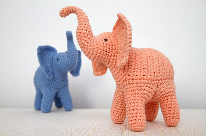 Elephant Crochet Pattern, Elephant Amigurumi Pattern, Trunk Up Elephant, toy pattern, crochet art, crochet sculpture, home decor image 2