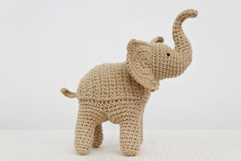 Elephant Crochet Pattern, Elephant Amigurumi Pattern, Trunk Up Elephant, toy pattern, crochet art, crochet sculpture, home decor image 1