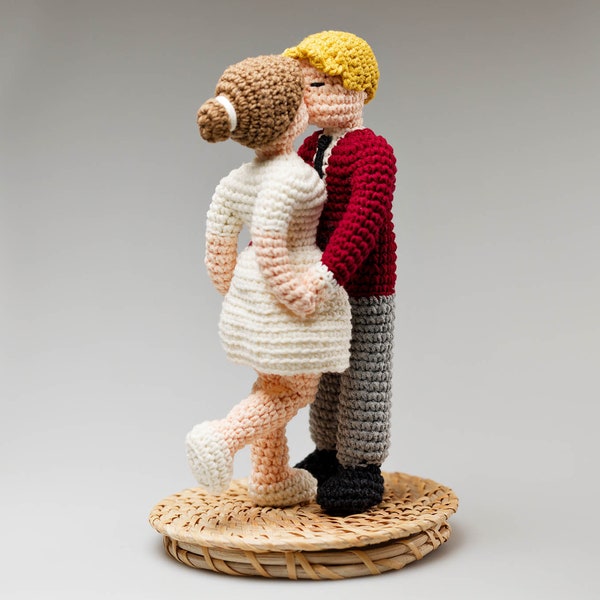 Kissing Couple Amigurumi Pattern, Wedding Cake Topper, jeunes mariés, mariée et le marié au crochet, cadeau de mariage, Saint Valentin, cadeau de bricolage,