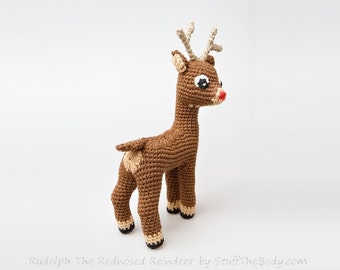 Rudolph The Red-Nosed Reindeer Free Pattern Modification + Fawn Amigurumi Pattern, Christmas Crochet Gift, xmas present, home decor, winter