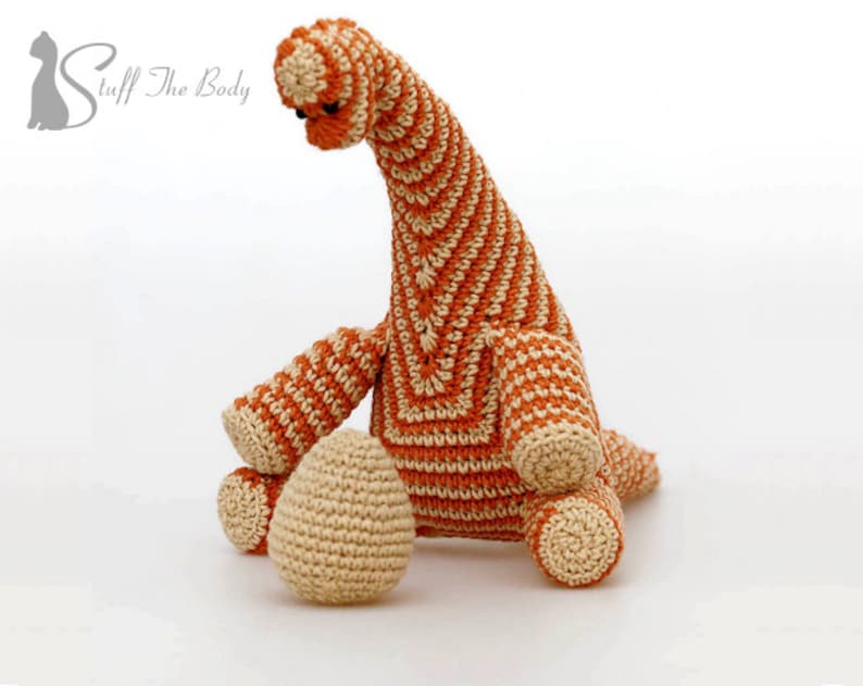 Philip The Striped Dinosaur Amigurumi Crochet Pattern. Make a great present for baby shower, gender reveal party, nursery decor for newborn image 3