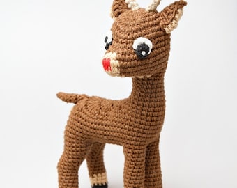 Two In One: No-sew Fawn Crochet Pattern with Rudolph The Red-Nosed Reindeer Modification (PDF Download)