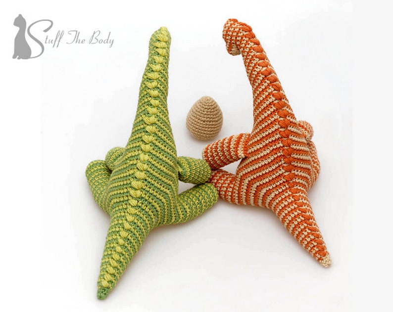 Philip The Striped Dinosaur Amigurumi Crochet Pattern. Make a great present for baby shower, gender reveal party, nursery decor for newborn image 1