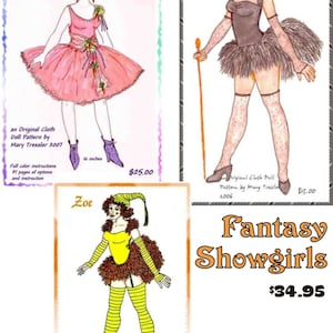 PDF digital download, original design dolls, cloth Doll Pattern Bundle - Three extensive workshop/doll fantasy patterns...