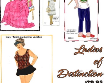 PDF digital download, original design dolls, cloth Doll Pattern Bundle - Four older ladiesof distinction...