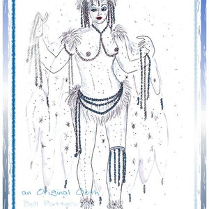 PDF digital download, original design dolls, cloth Doll Pattern &quot;Snow Queen&quot; - Beautiful beaded doll...