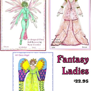 PDF digital download, original design dolls, cloth Doll Pattern Bundle - Three Fantasy theme dolls ready to be made...
