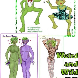 Descarga digital PDF, muñecos de diseño original, paquete de patrones de muñecos de tela - Tres muñecos divertidos y raros para hacer...