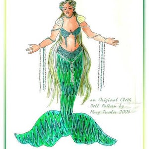 PDF digital download, original design dolls, cloth Doll Pattern &quot;Mermaid&quot; - Princess of the sea...