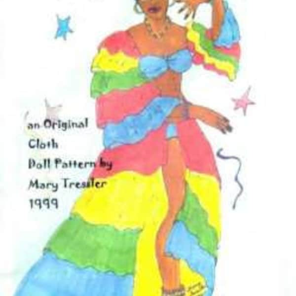 PDF digital download, original design dolls, cloth Doll Pattern "Creola" - Island dancer in colorful costume...