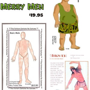 PDF digital download, original doll design, Cloth Doll Pattern Bundle - Three Manly Men dolls ready to be made...