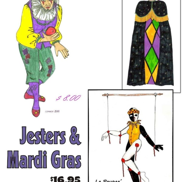 PDF digital download, original doll design, Cloth Doll Pattern Bundle - Three Jester doll patterns...