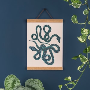 Two Serpents Art Print: Tropical Snake Illustration