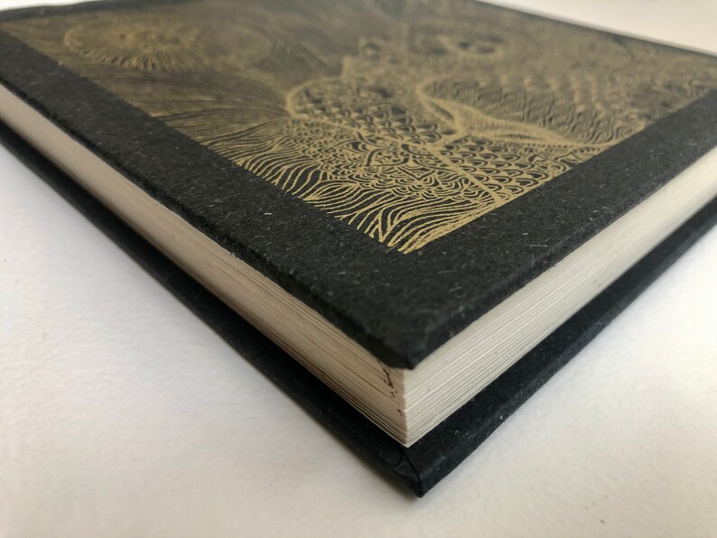 Sketch book. Note Book. Handmade Gold Lion screen printed book. Blank Book. image 4