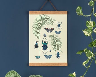 Kunstdruk palmen en insecten: tropische collectie, A4