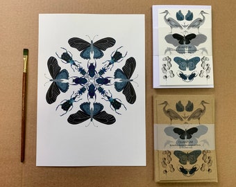 Vlindermandala. Vlindercaleidoscoop. Natuurhistorische kunstafdruk van Quantum