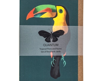 Kaartenset tropische flora en fauna: handgeschilderde kunstkaarten