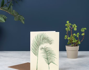 Wenskaart palmbladeren: blanco botanische A6-kaart