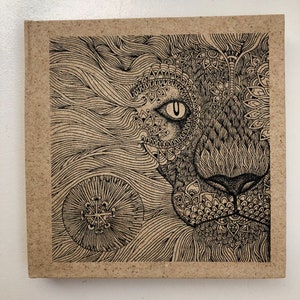 Sketch book. Note Book. Handmade Gold Lion screen printed book. Blank Book. image 6