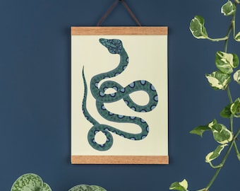 Kunstprint serpentijnslang: groen tropisch decor