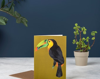 Toucan Art Card: blanco tropische wenskaart
