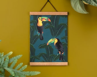 Two Toucans Art Print. Toucans Art Print. A4 Tropical Art Print. Two Toucans A4 Art Print  by Quantum.