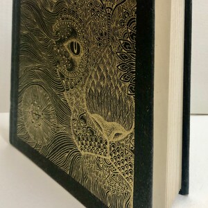 Sketch book. Note Book. Handmade Gold Lion screen printed book. Blank Book. image 2