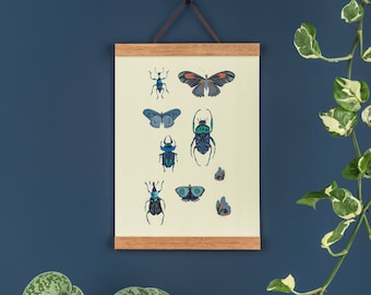 Kunstprint tropische insecten: handgeschilderde natuurhistorie