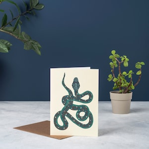 Carta Serpente Azul. Carta de Arte Cobra Azul. Carta Cobra. Carta em branco Serpente Celestial por Quantum