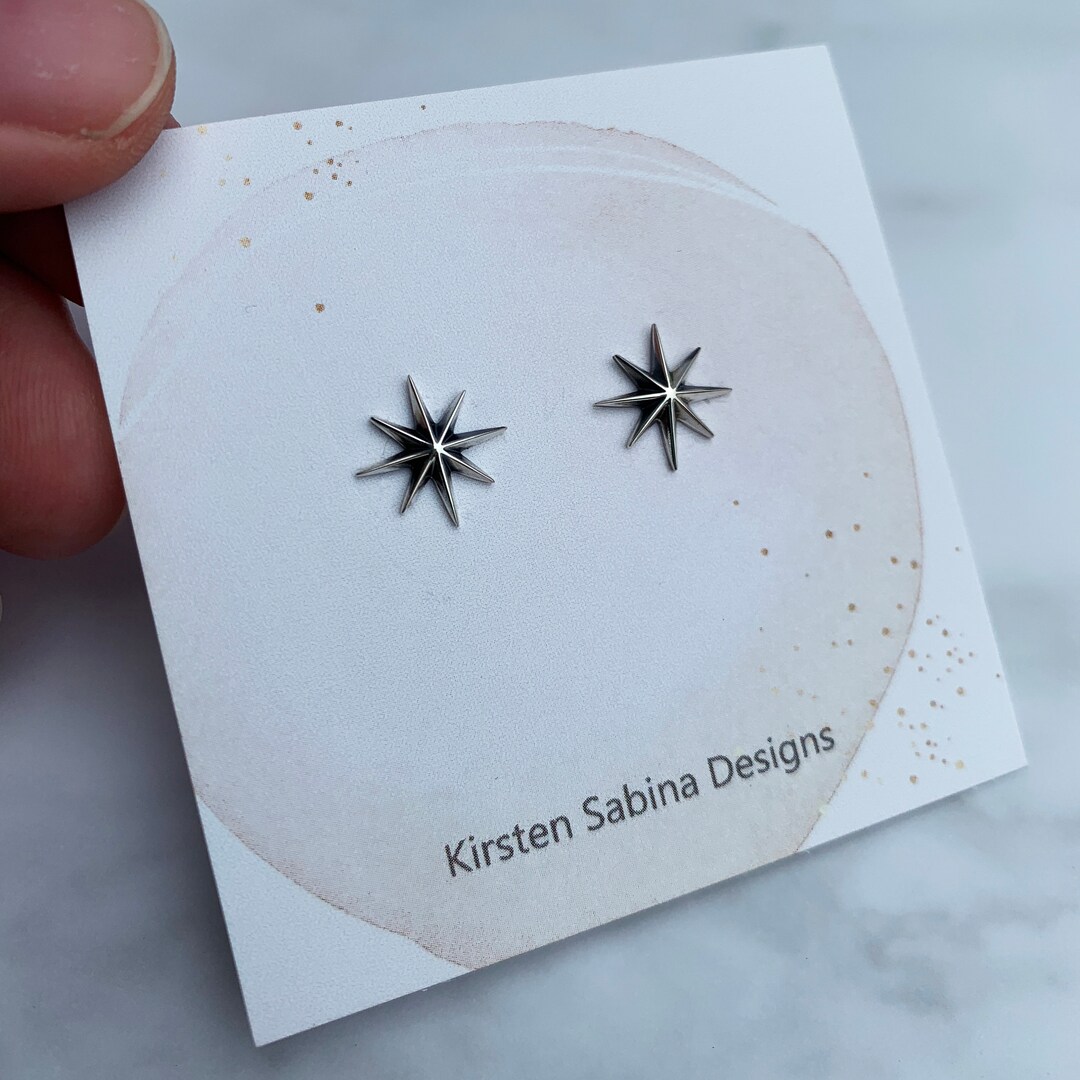 Eight Point Star Hoop Earrings