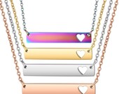 Personalized Necklace,Customize Two Sides Necklace Square 3D Bar Custom Name Necklace Stainless Steel Pendant Women Men Jewelry Gifts