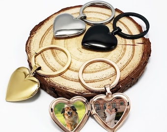Customized Image Locket Keychain, Personalized Memorial Jewelry for Women, Heart Lockets That Holds Picture