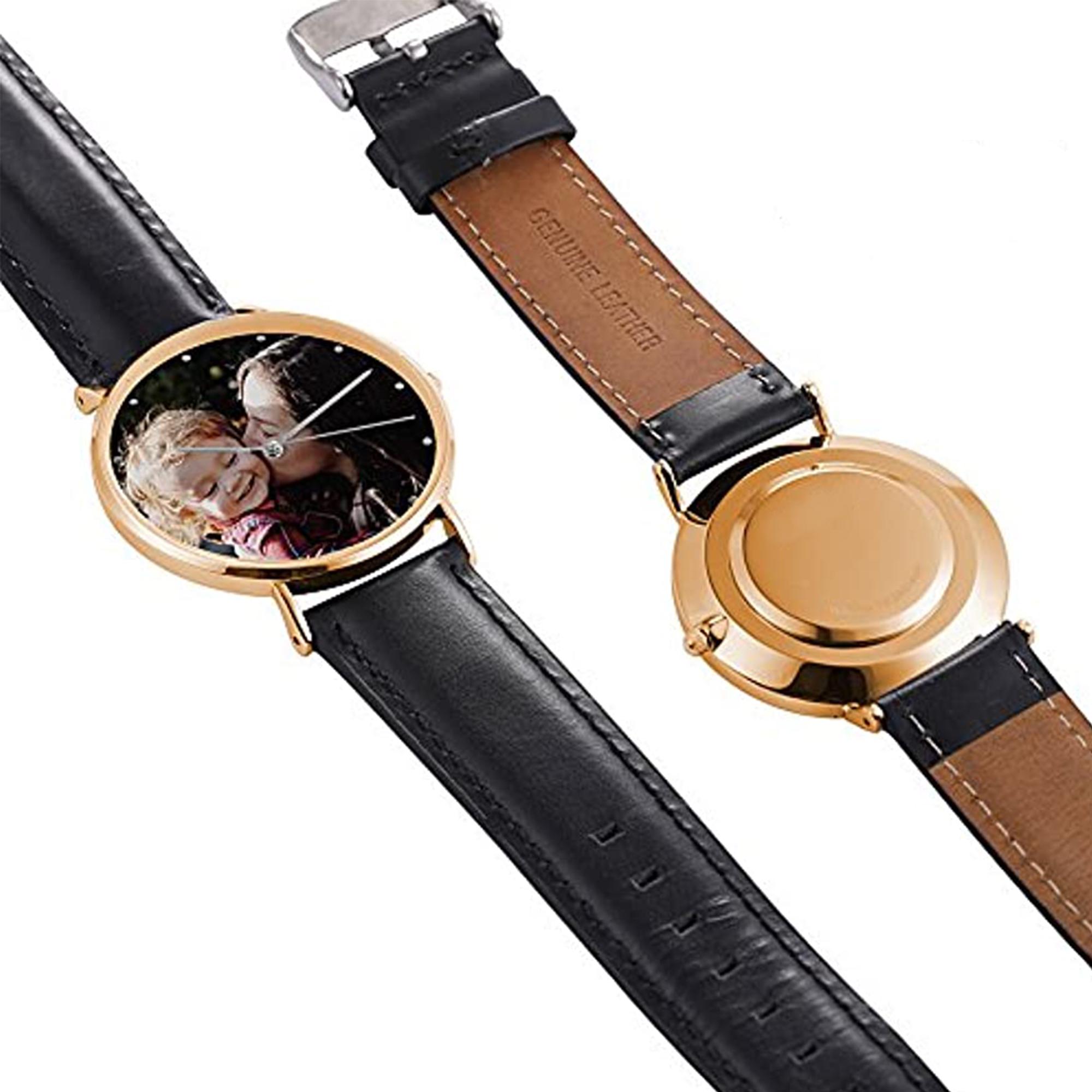 Personalized Photo & Text Watch, Custom Couple Picture Watch Black ...