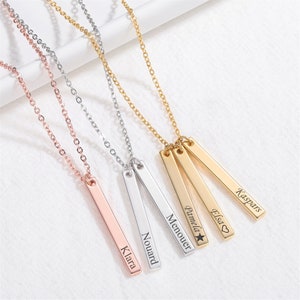 Personalized Name Bar Necklace Engraved Text Message DIY Necklace Jewelry For Women Men Anniversary Gift