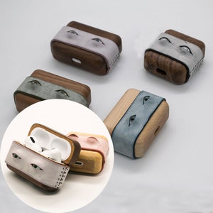Handmade Airpods1/2/3 Pro Case Cover Double Eyes AirPods Case AirPod Pro Case Personalized Text Bull Genuine Leather AirPods Cover