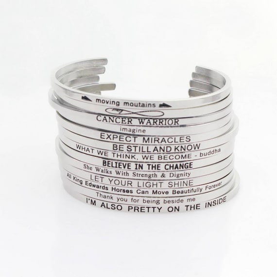 Stainless Steel Mantra Bracelet, Think Positive Stainless Steel Mantra Bracelet, Think Positive