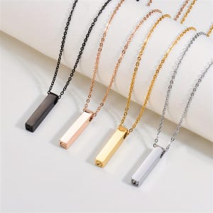 Personalized Cremation Urn Necklace,Custom Text 3D Bar Cube Memorial Ashes Necklace Keepsake, Engravable Perfume Pendant Urns Necklace