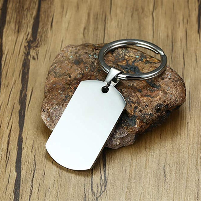 Personalized Engraved Dog Tags Keychain Stainless Steel Key Etsy