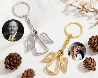 Personalized Photo Projection Keychain For Women Men Custom Keychain with Picture Inside Memorial Christmas Gift Jewelry