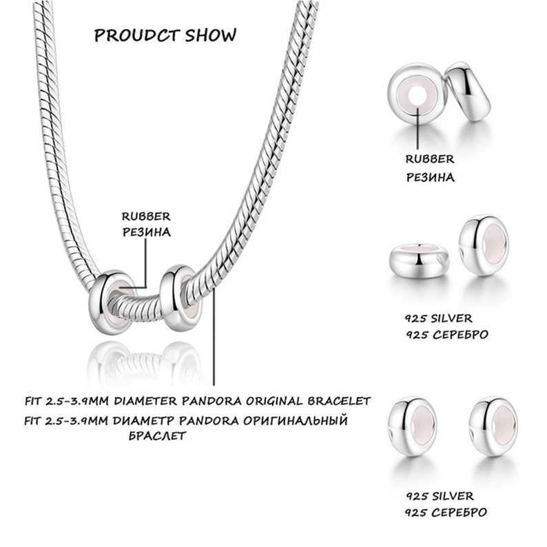 Bouchons de perles pour Bracelets en argent Sterling 925, breloques d'espacement à Clip, bouchons de Bracelet, 2 pièces image 6