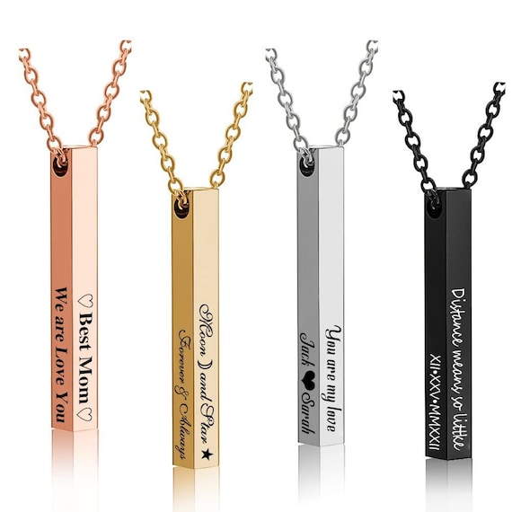 Personalized 3d cheap bar necklace