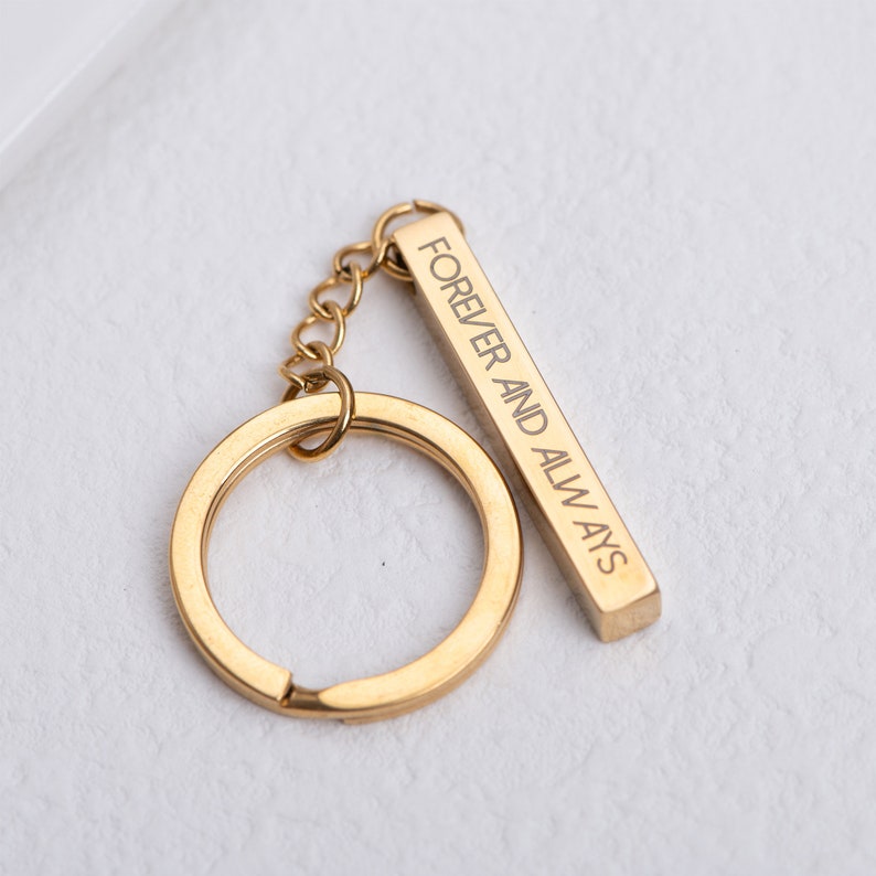 Porte-clés avec texte personnalisé, Porte-clés avec pendentif barre 3D, Porte-clés avec nom personnalisé, Porte-clés en acier inoxydable pour femmes hommes, cadeaux image 6